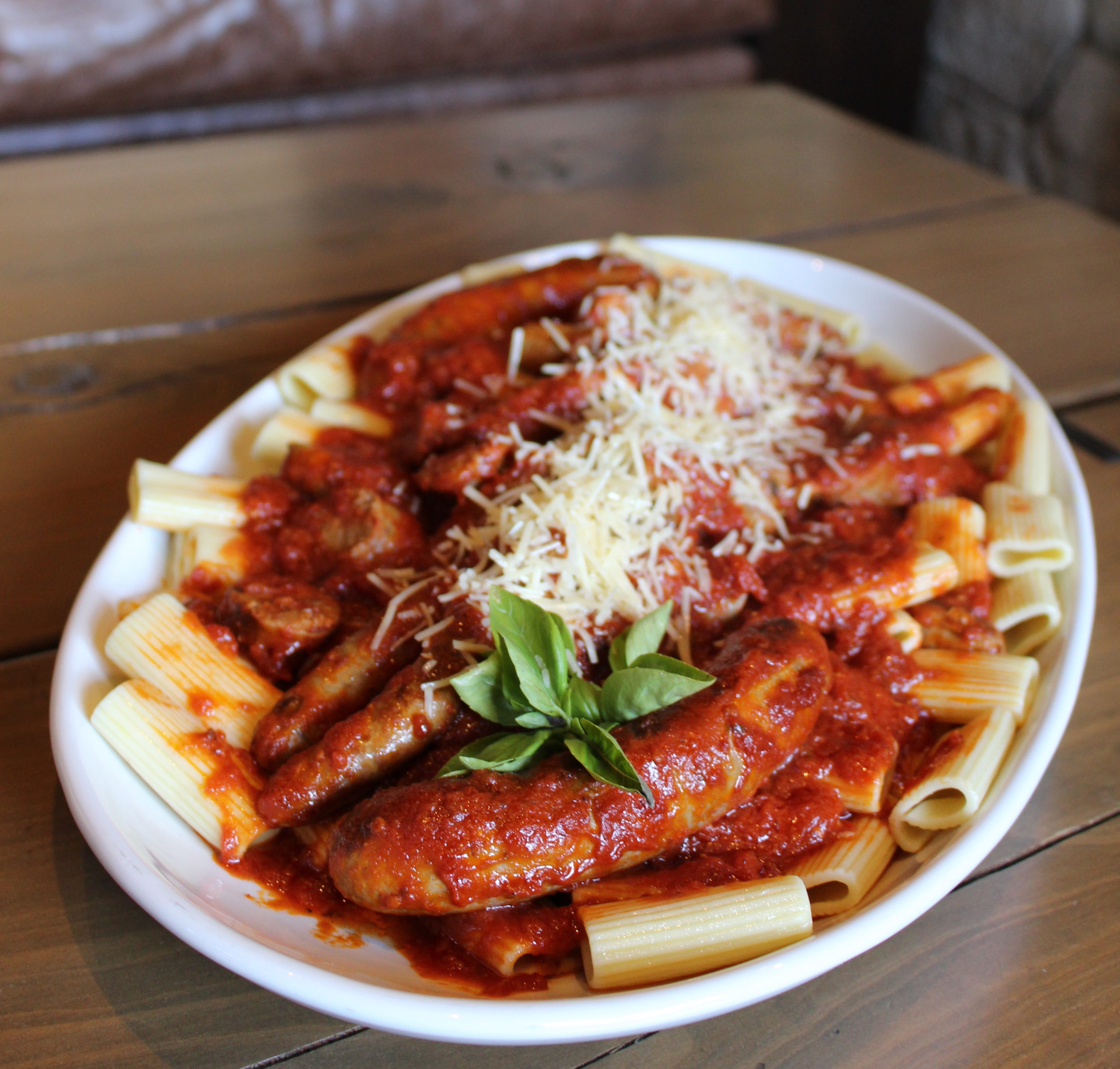 Mostaccioli with Sausage and Fennel Seed paired with Davis Estates Merlot