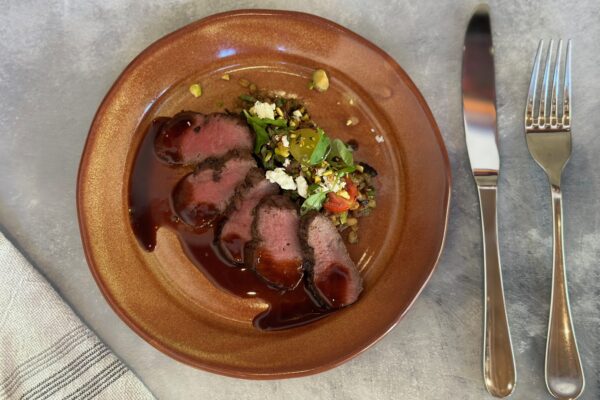 EGYPTIAN BARLEY SALAD WITH SEARED LAMB LOIN