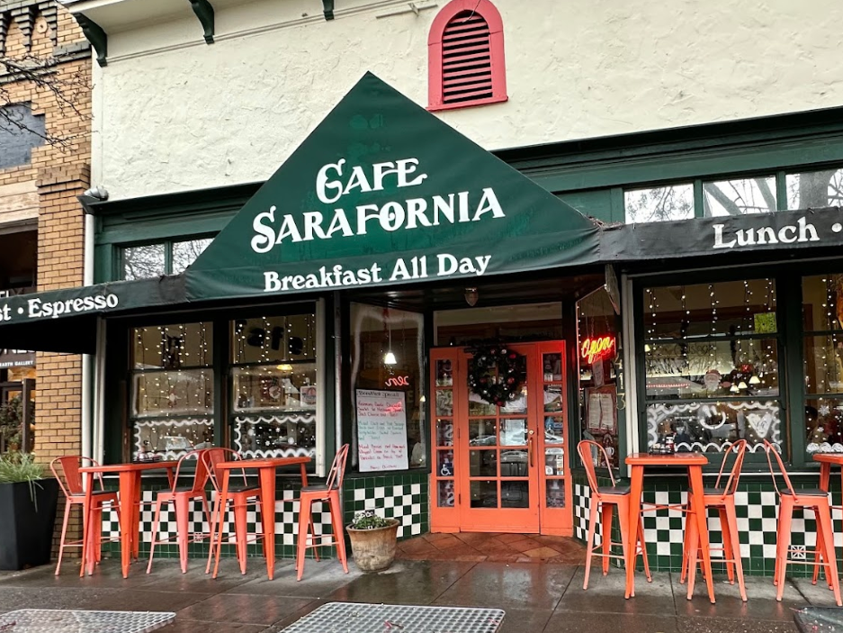 Cafe Sarafornia, a cafe in Calistoga, as featured in Davis Estates’ wine blog on the best things to do in Calistoga