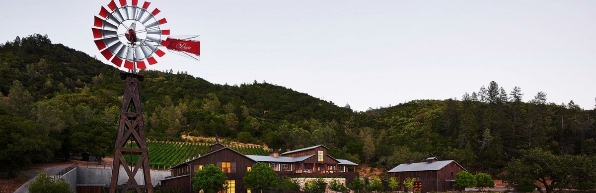 the windmill and Calistoga winery estate of Davis Estates, in the Davis Estates wine blog featuring the estate’s Napa wine tasting options, the premier Napa wine and food experiences