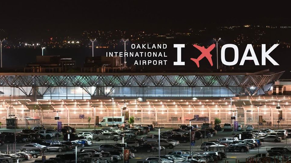 Oakland International airport parking at night, as shown in the Davis Estate wine blog post featuring a Napa valley airports guide and flights to Napa