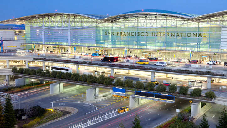San Francisco International Airport, as shown in the Davis Estate wine blog post featuring a Napa valley airports guide and flights to Napa