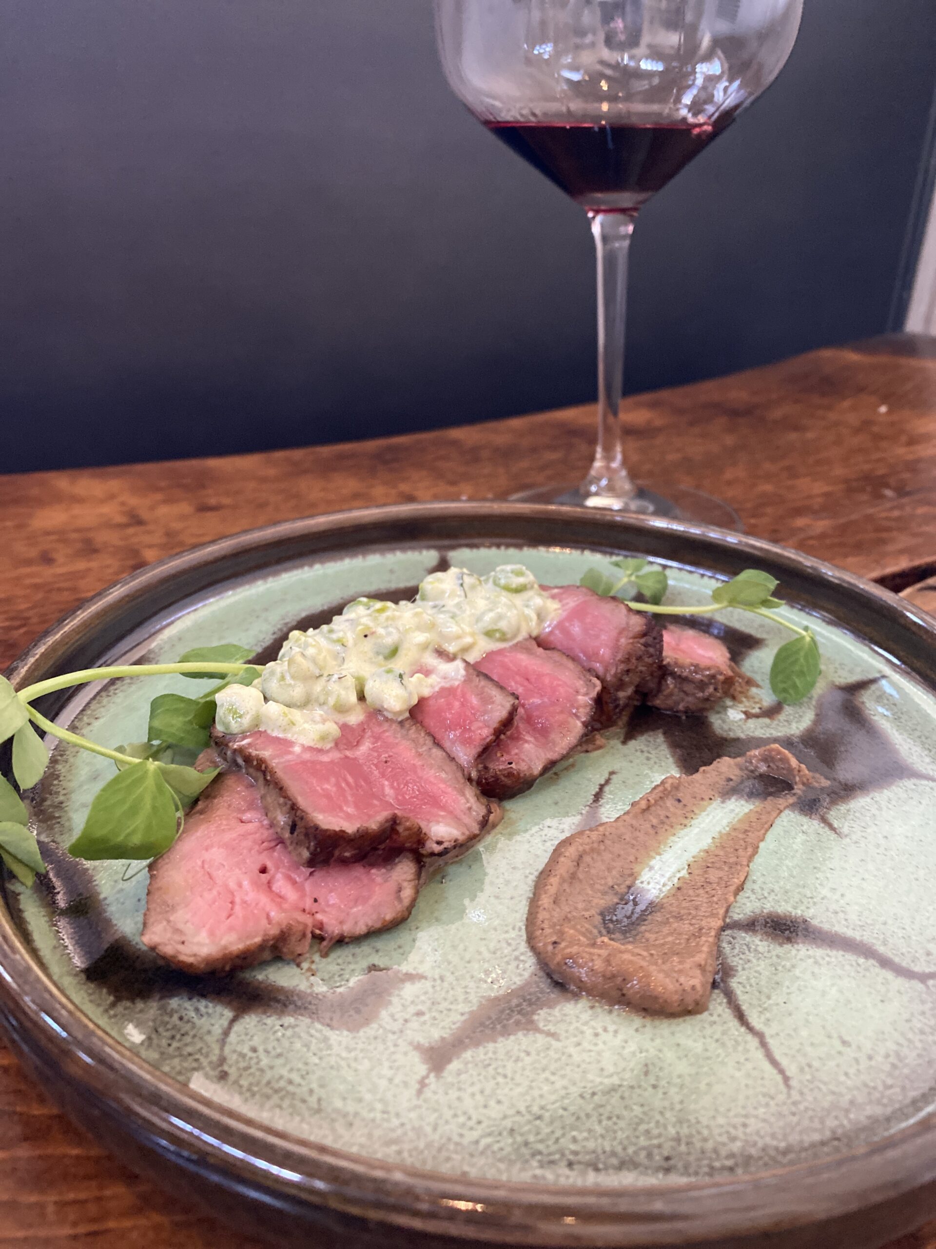 Wagyu Striploin with Black Chickpea Puree