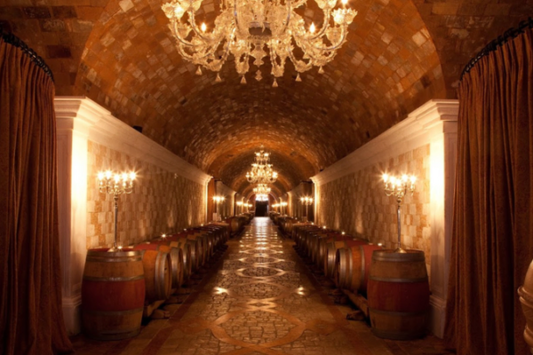 Davis Estates winery in Napa and wine tasting room in Calistoga, shown in the Davis Estates wine blog on the best wineries for a Napa cave tour