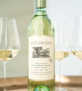Spottswoode Sauvignon Blanc with glasses of white wine