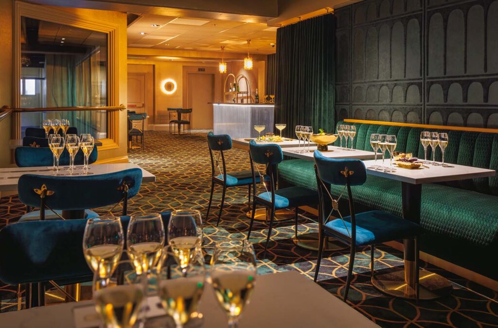 Luxurious winery tasting room with modern decor