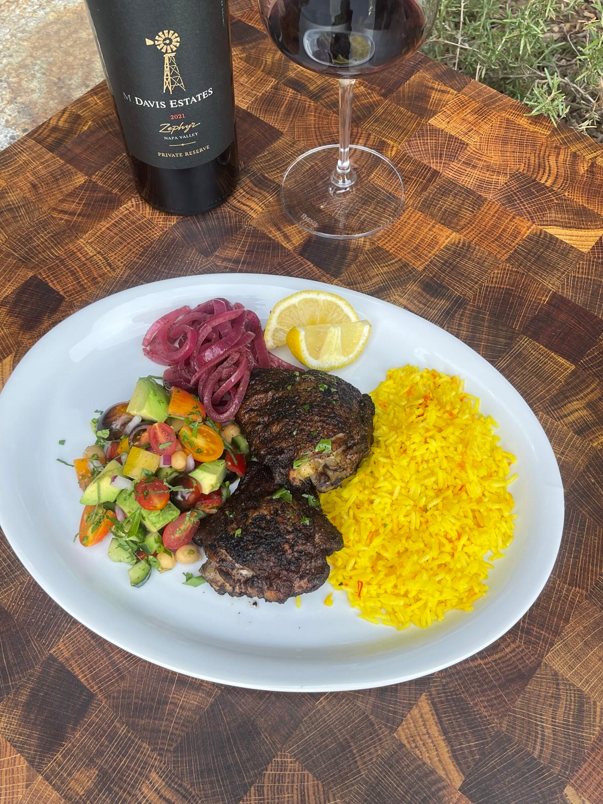 plated chicken thighs