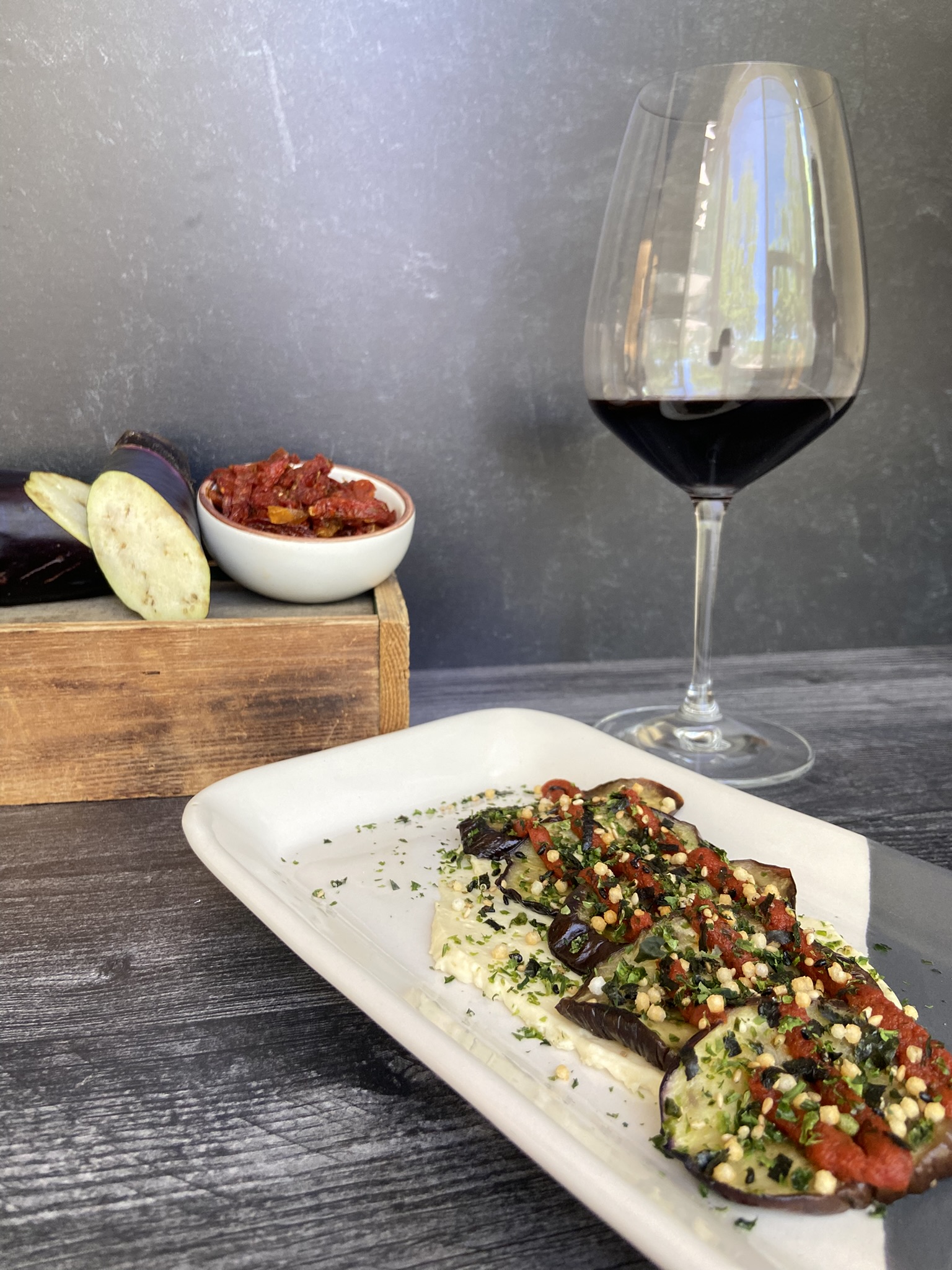 eggplant with glass