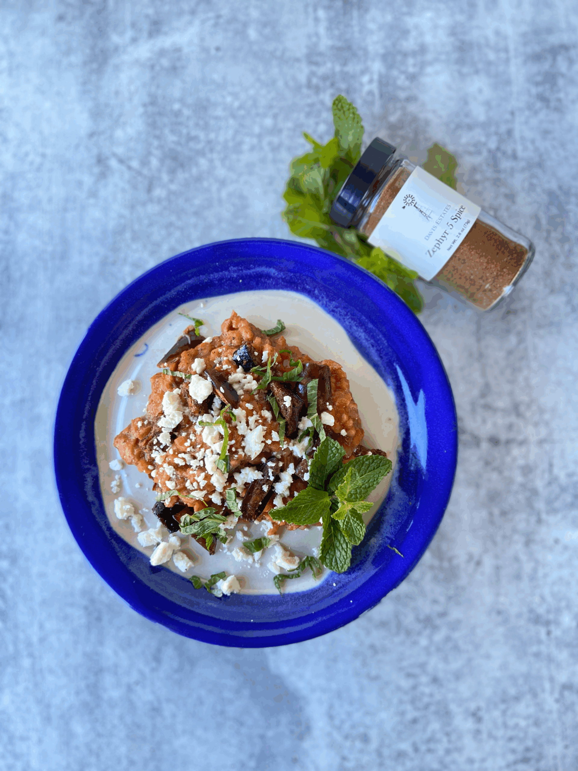 risotto with spice bottle