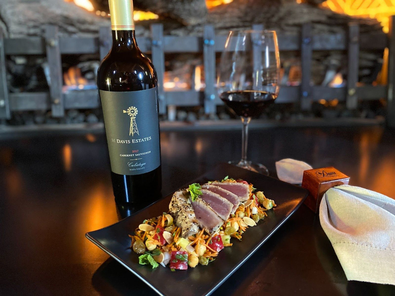 Davis Estates Cabernet with seared tuna dish