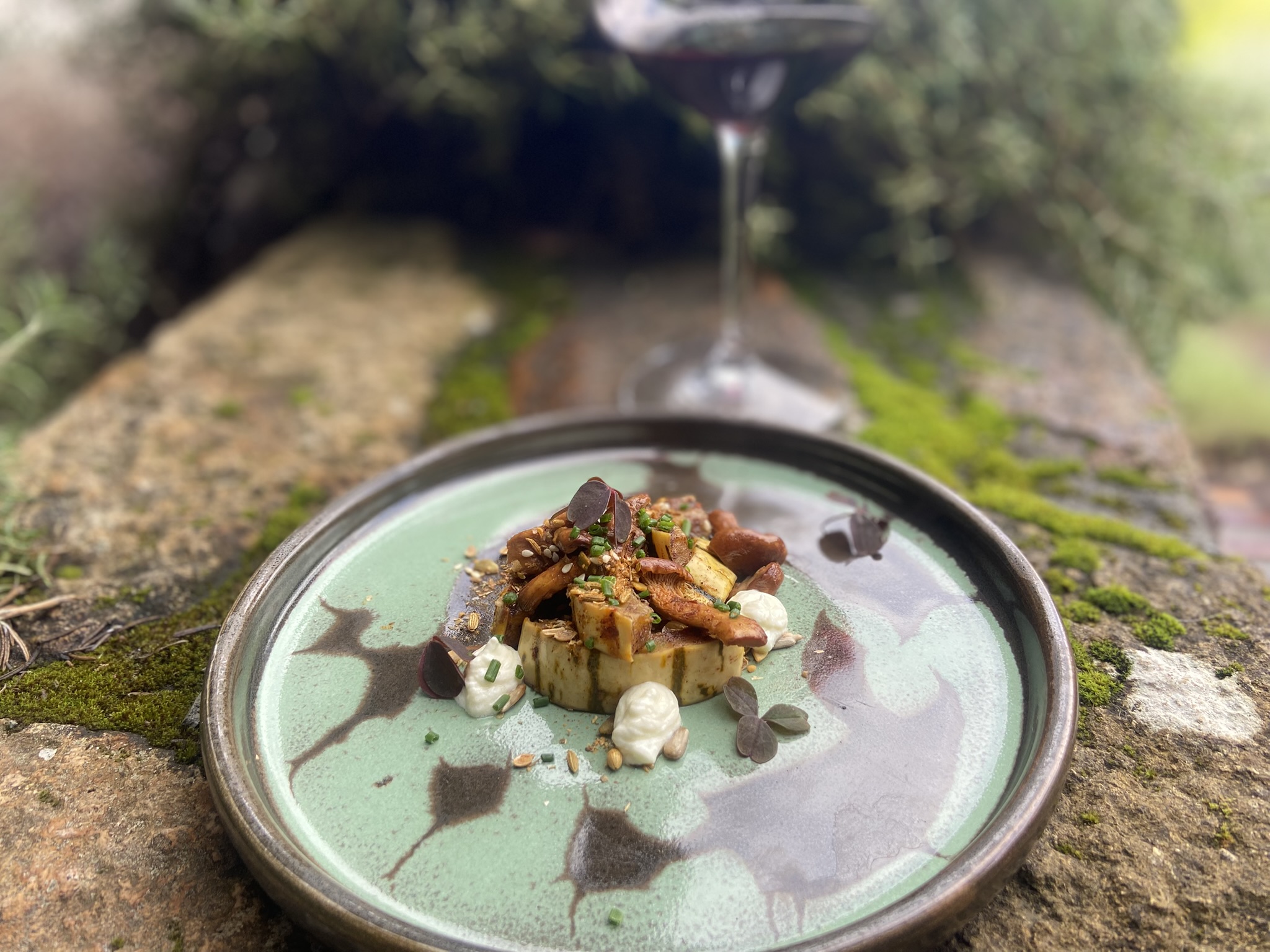plate with wine glass