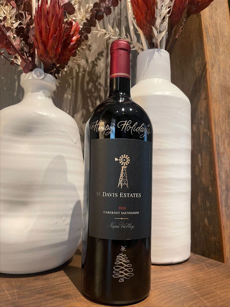 Davis Estates Cabernet Sauvignon holiday bottle display