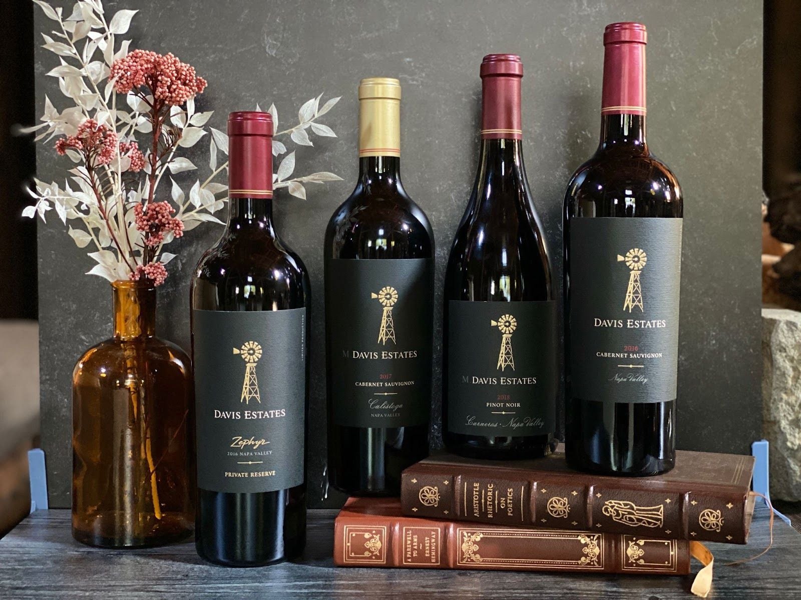 Davis Estates Napa Valley wine bottles display